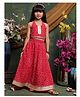 Saka Designs By Sapna Cotton Woven Sleeveless Bandhani Printed & Gota Lace Embellished Lehenga Choli Set - Red