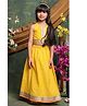 Saka Designs By Sapna Cotton Woven Sleeveless Bandhani Printed & Gota Lace Embellished Lehenga Choli Set - Yellow