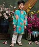 Saka Designs By Sapna Cotton Woven Full Sleeves Floral Printed Kurta Pyjama Set - Teal Blue
