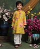 Saka Designs By Sapna Cotton Woven Full Sleeves Floral Printed Kurta Pyjama Set - Yellow