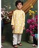 Saka Designs By Sapna Cotton Woven Full Sleeves Floral Swirls Printed Kurta Pyjama Set - Yellow