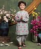 Saka Designs By Sapna Cotton Woven Full Sleeves Floral Printed Dhoti Kurta Set - Blue