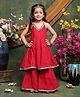 Saka Designs By Sapna Georgette Woven Sleeveless Leheriya Printed Gota Lace Embellished Kurta Sharara Set - Red