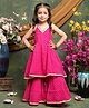Saka Designs By Sapna Georgette Woven Sleeveless Leheriya Printed Gota Lace Embellished Kurta Sharara Set - Magenta