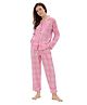 Piu Pure Cotton Woven Full Sleeves Checked Coordinating Maternity Night Suit Set - Pink