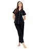 Piu Cotton Woven Half Sleeves Solid Coordinating Maternity Night Suit Set - Black
