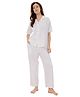 Piu Muslin Woven Half Sleeves Solid Coordinating Maternity Night Suit Set - White