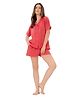Piu Muslin Woven Half Sleeves Solid Coordinating Maternity Night Suit Set - Red