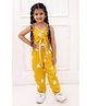 KID1 Cotton Woven Sleeveless Hearts Printed Top With Coordinating Joggers Set - Mustard