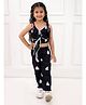 KID1 Cotton Woven Sleeveless Hearts Printed Top With Coordinating Joggers Set - Black
