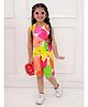 KID1 Cotton Woven Sleeveless Abstract Printed Top With Coordinating Shorts Set - Multi Colour