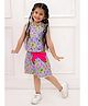 KID1 Cotton Woven Sleeveless Palm Trees Printed Top With Coordinating Shorts Set - Blue & Pink