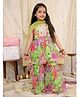 KID1 Georgette Woven Sleeveless  Floral Printed Lace Embellished Kurta With Shrara & Dupatta Set - Green