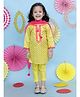 KID1 Silk Blend Woven Three Fourth Sleeves Chervon Printed Kurta Pant With Dupatta Set - Yellow