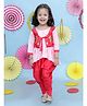 KID1 Silk Blend Woven Three Fourth Sleeves Solid Dhoti Kurta With Attached Lantern Embroidered Jacket Set - Pink