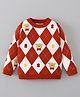 Mark & Mia Viscose Full Sleeves Pullover Sweater with Teddy Bear Design - Red & White