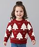 Mark & Mia Viscose Full Sleeves Pullover Sweater with Christmas Tree Fair Isle Design - Dark Red & White