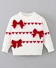 Mark & Mia Viscose Full Sleeves Pullover Sweater with Heart Design & Bow Applique - White