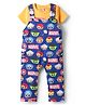 Babyhug Marvel Single Jersey Knit Half Sleeve Tee & Dungaree Set with Avengers Print - Yellow & Blue