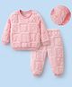Mark & Mia Full Sleeves Co-Ord Winter Wear Night Suit with Bunny Quilt Design - Pink
