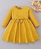 Mark & Mia Full Sleeves Solid Color Winter Frocks with Bow Applique - Yellow