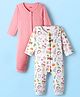Babyhug 100% Cotton Full Sleeves Animal Printed Front Open Rompers Pack Of 2 - Multi Colour