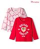 Honeyhap Premium 100% Cotton Knit Full Sleeves Tops with Bio Finish Heart & Text Print Pack of 2 - Salsa & Blushing Bride