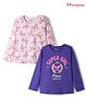 Honeyhap Premium 100% Cotton Knit Full Sleeves Tops with Bio Finish Bow & Text Print Pack of 2 - Ballerina & Liberty