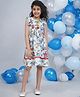 Little Bansi Cotton Woven Sleeveless Frill Detailed Floral Printed Cherry Applique Lace Embellished Dress - Green