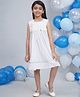 Little Bansi Cotton Woven Sleeveless Striped & Floral Applique Detailed Dress - White