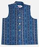Little Bansi Cotton Woven Sleeveless Floral Printed Nehru Jacket - Blue