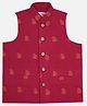 Little Bansi Cotton Woven Sleeveless Paisley Printed Nehru Jacket - Maroon