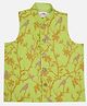 Little Bansi Cotton Woven Sleeveless Floral & Humming Bird Embroidered  Nehru Jacket - Parrot Green