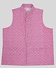 Little Bansi Cotton Woven Sleeveless Chevron Printed Nehru Jacket - Pink