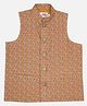 Little Bansi Cotton Woven Sleeveless Floral Motifs Printed Nehru Jacket - Mustard Yellow