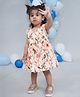 Little Bansi Cotton Woven Sleeveless Birds & Floral Printed Dress - Cream