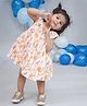 Little Bansi Cotton Woven Sleeveless Birds & Floral Embroidered Dress - Cream