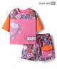 Pine Kids Marvel 100% Cotton Oversize Drop Shoulder Half Sleeve Crop T-Shirt & Shorts With Avengers Graphics - Multicolor