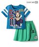 Pine Kids Disney Single Jersey Knit Oversize Half Sleeves Crop Top and Skirt with Disney Princess Graphics - Blue & Green