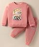 CUCUMBER Fleece Knit Full Sleeves Winter Wear Night Suit With Unicorn Print - Pink