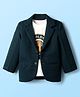 Radutu Full Sleeves Textured Blazer With Typography Printed Tee - Deep Green Blue & White