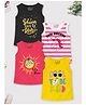 Trampoline Cotton Blend Knit Pack Of 4 Sleeveless Lets Shine Text & Unicorn Printed Tees - Multi Colour