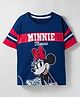 Kookie Kids Disney Single Jersey Knit Drop Shoulder Half Sleeves T-Shirt with Minnie Mouse Graphics - Navy Blue