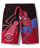 Pine Kids Marvel 100% Cotton Above Knee Length Shorts With Spiderman Graphics - Red