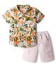 Babyhug Cotton Woven Half Sleeves Shirt & Shorts Set with Tropical Theme Print - Multicolor
