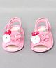 Daizy Floral Applique Detailed Stones Embellished Velcro Closure Sandals - Baby Pink