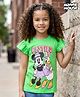 Kookie Kids India Disney Single Jersey Knit Frill Sleeves T-Shirt with Minnie Mouse & Friends Printed - Green