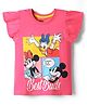 Kookie Kids India Disney Single Jersey Knit Frill Sleeves T-Shirt with Minnie Mouse & Friends Printed - Fuchsia
