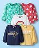 Babyhug 100% Cotton Knit Full Sleeves T-Shirt with Star & You Are Magic Text Print Pack of 5 - Light Green & Navy Blue