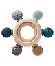 MUREN Baby teether Toy , Silicone Sensory Teether with Wooden Ring, Easy to Grasp for Teething Relief, Chew Toys for Sucking Needs, BPA Free -1pcs